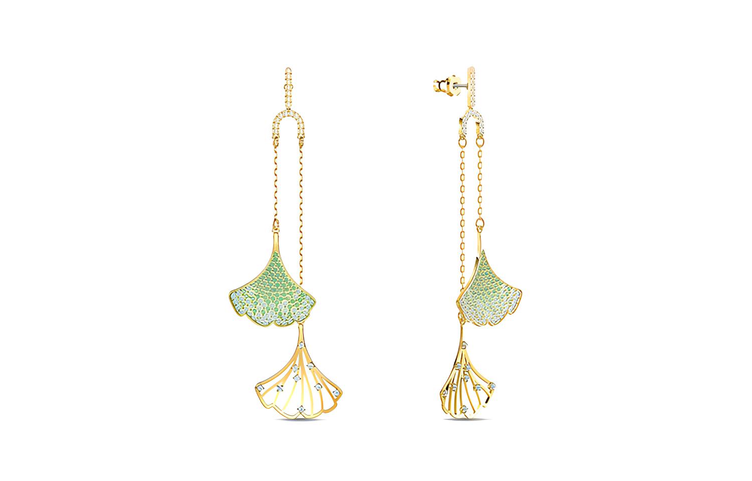 Swarovski ATEMBERAUBENDE GINKO Ohrringe Damen 5527080 Green beige
