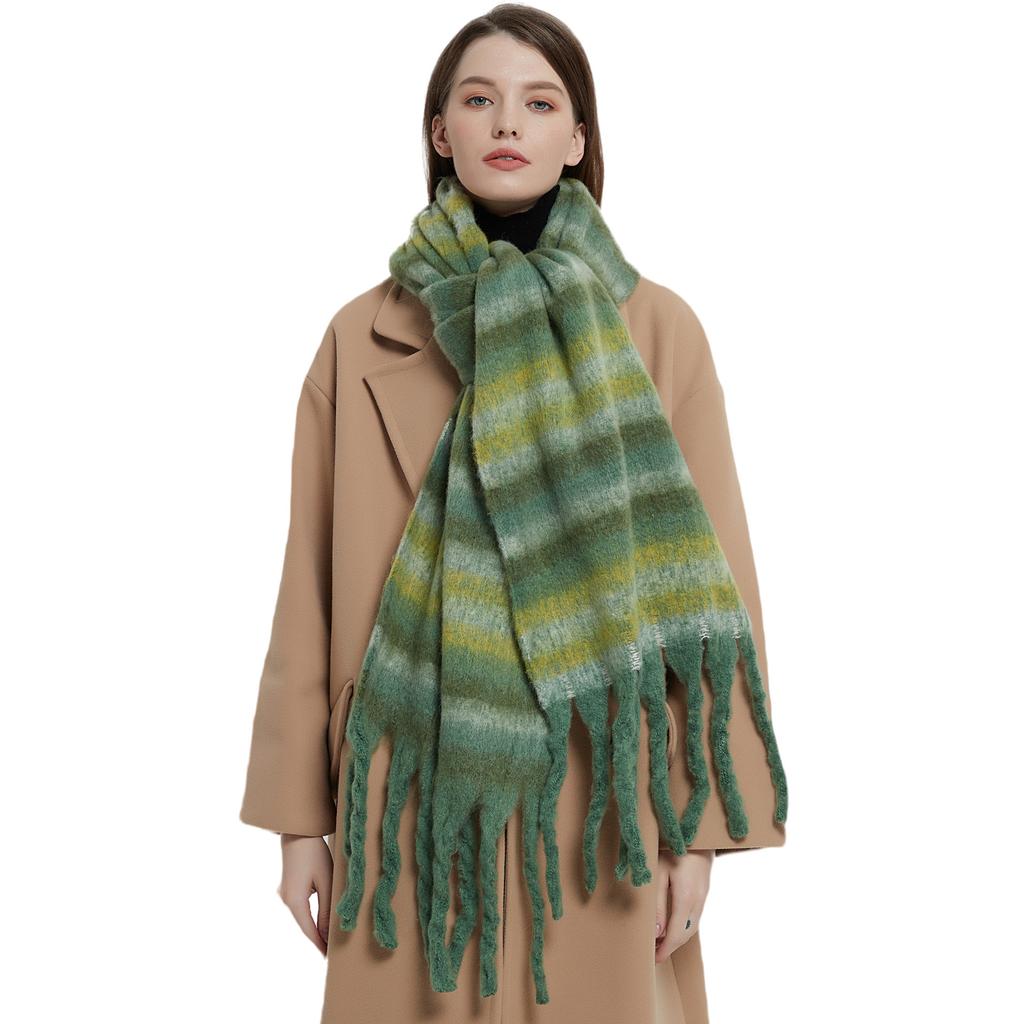 European And American Autumn And Winter New Style Long Tassel Double-Sided Thick Loop Yarn Thick Tassel Scarf Shawl Cape
