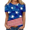 Women's Fashion Casual Independence Day Printed Round Neck Short Sleeve T-Shirt Top