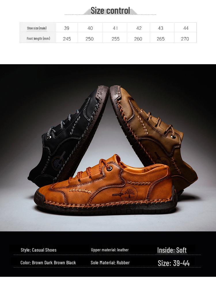 Hot Selling Men's Casual Leather Shoes - New Spring 2020, British Style, Versatile Low-Top Handmade Youth Footwear