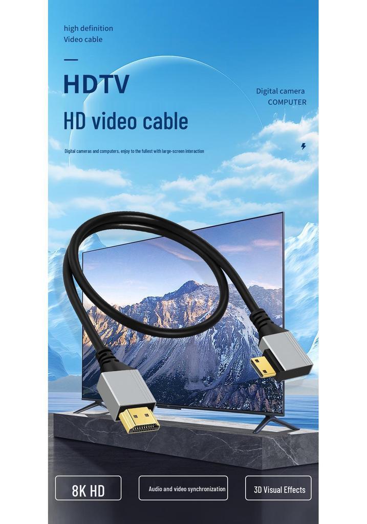 Câble Mini HDMI 2.1 8K Ultra-Fin pour TV, Caméra, Moniteur