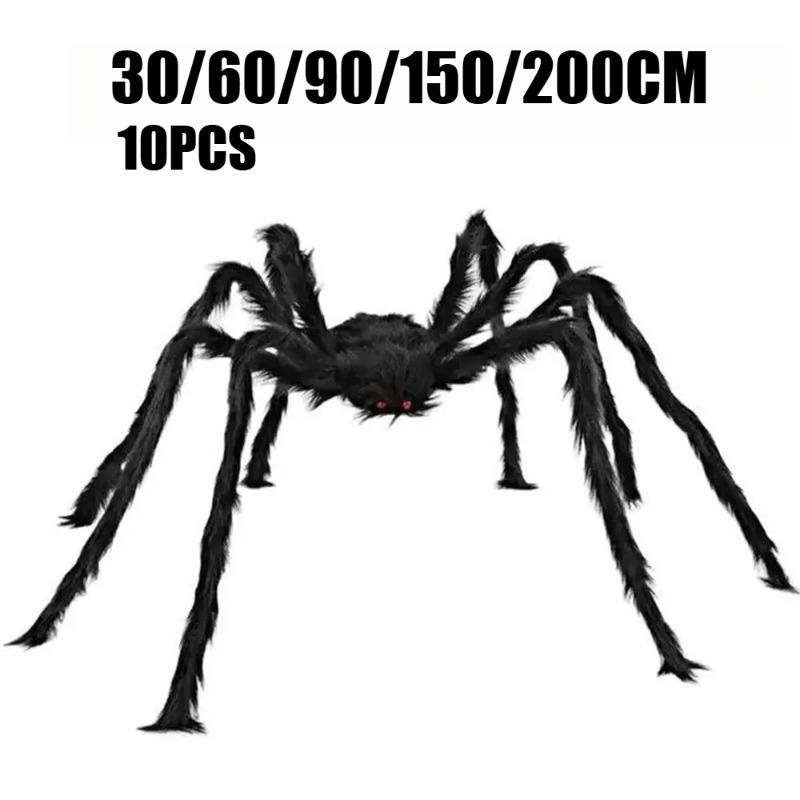 

Giant Black Spider Halloween Party Decor for Home 2026 Outdoor Haunted House Ornament Trick or Treat Big Black Spider 20cm 10pcs