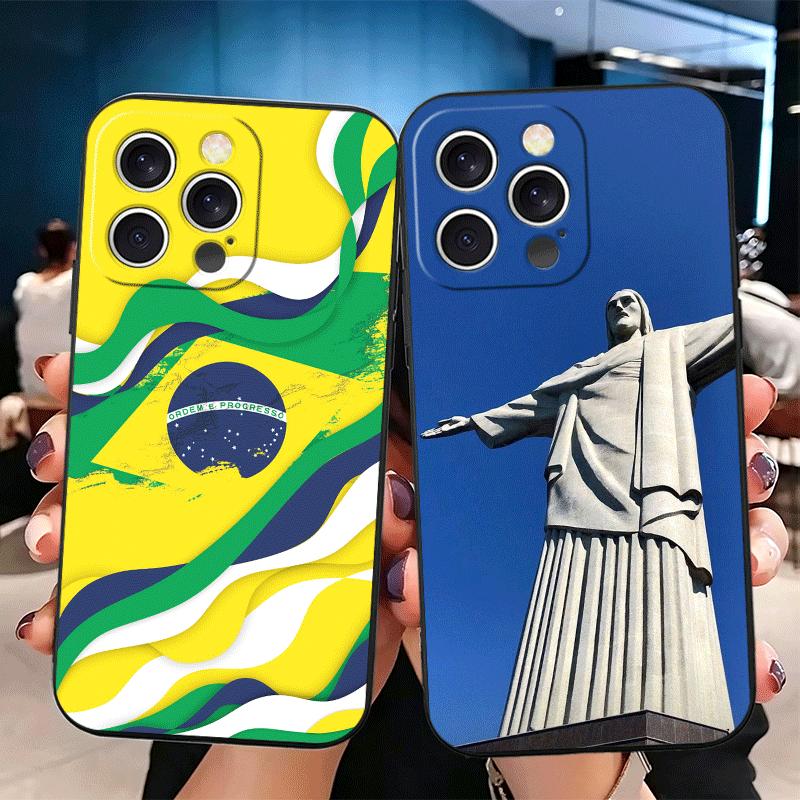 Brazil Brazilian Flag Soft Phone Case for iPhone 16 16E 17 Air 15 Pro Max 14 Plus 13 Mini 11 12 7 Black Cover Back Shell