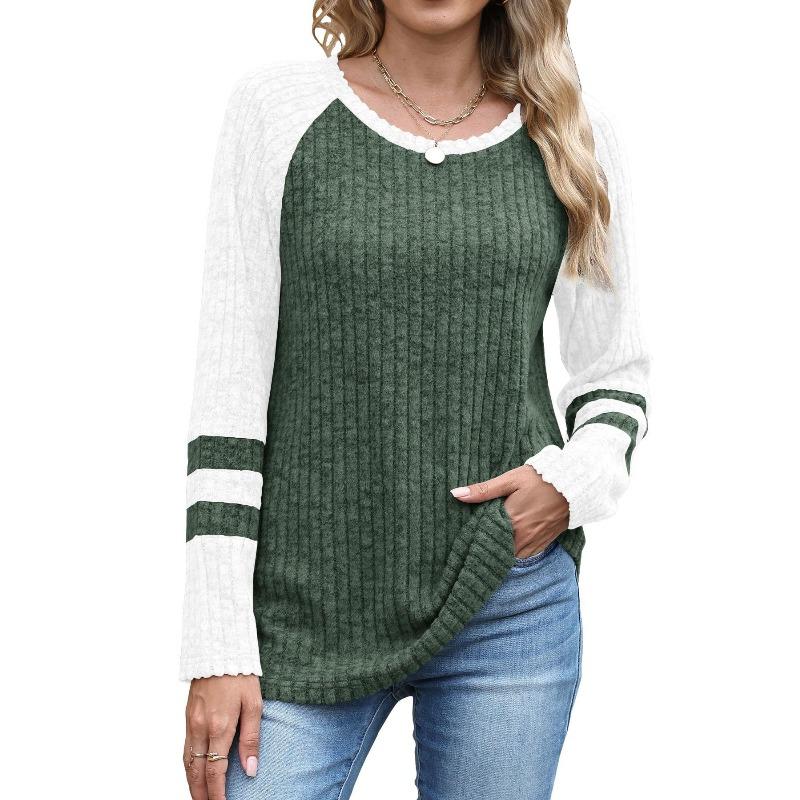 IHUASU Women's Fashion Casual O-Neck Long Sleeve Blouses & Shirts