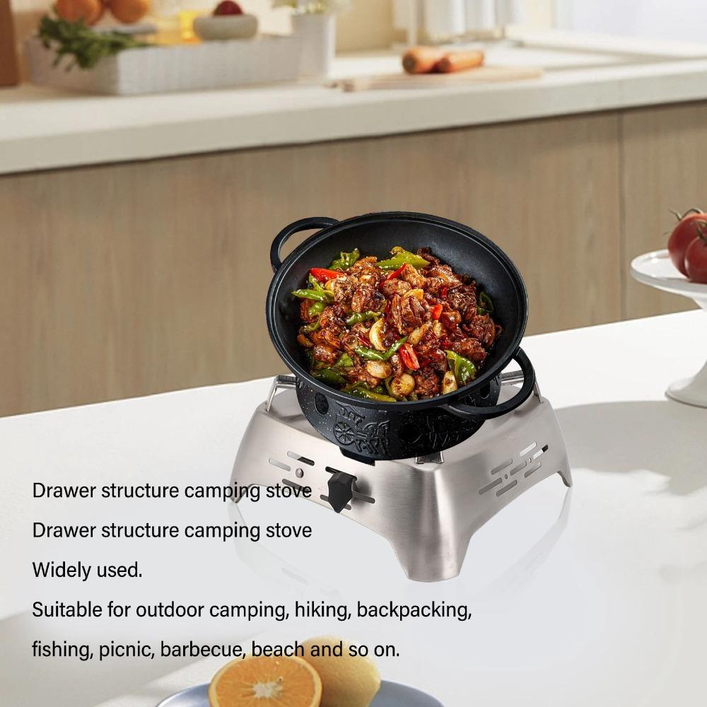 Stainless Steel Drawer Type Camp Stove Sliding Adjustment Alcohol Stove Backpacking Stove Outdoor