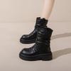 Fashion Autumn Winter Design Pleated Women Ankle Boots Slip On Shoes Thick Heel Modern Short Botas Mujer