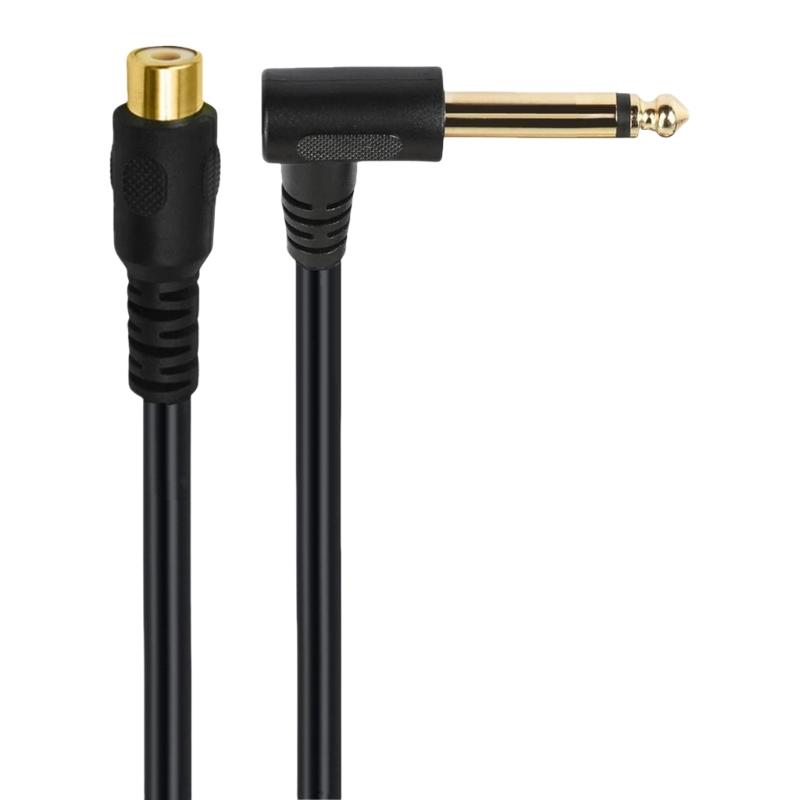 Instrument Cable Double Shielding Strong Right Angle Cable 6.35mm Male to Female Cable for Earphones Cameras