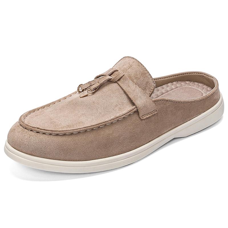 Men'S Fashion Slippers, Retro Lazy Style, Thick-Soled Flat Comfortable Single Shoes, Suitable For Both Indoor And Outdoor Wear