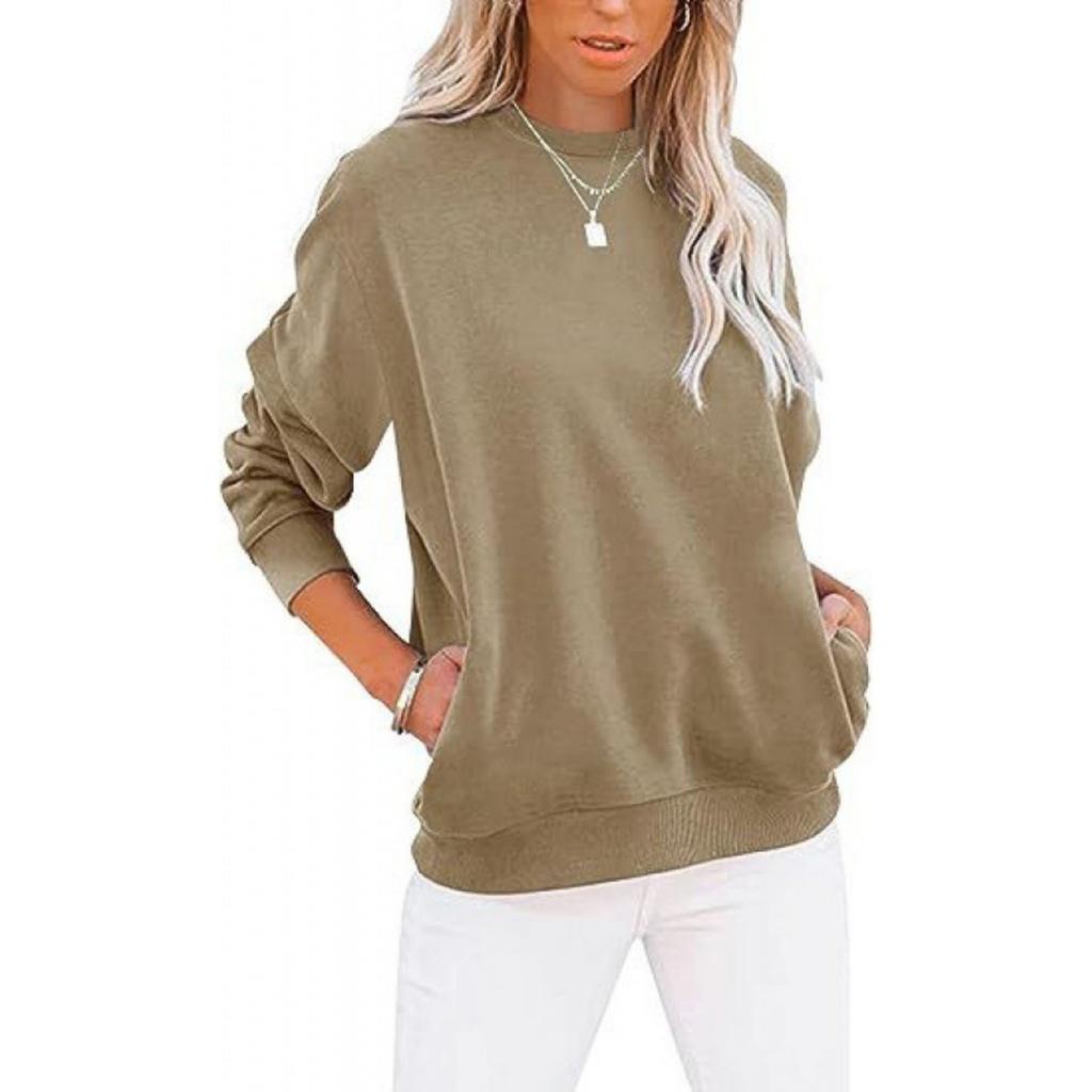Women's Solid Color Pocket Top Hoodie