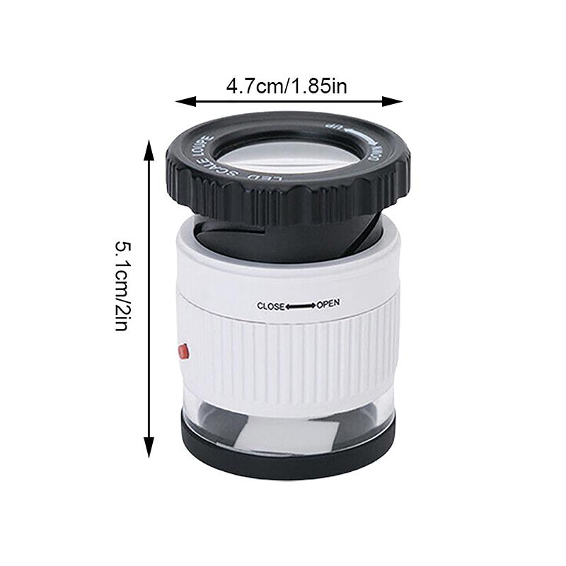 30X Pocket Magnifier with LED & UV Light, Illuminated Magnifying Glasses Adjustable Focal HD Loupe for Jewelry, Reading, Scale Tool