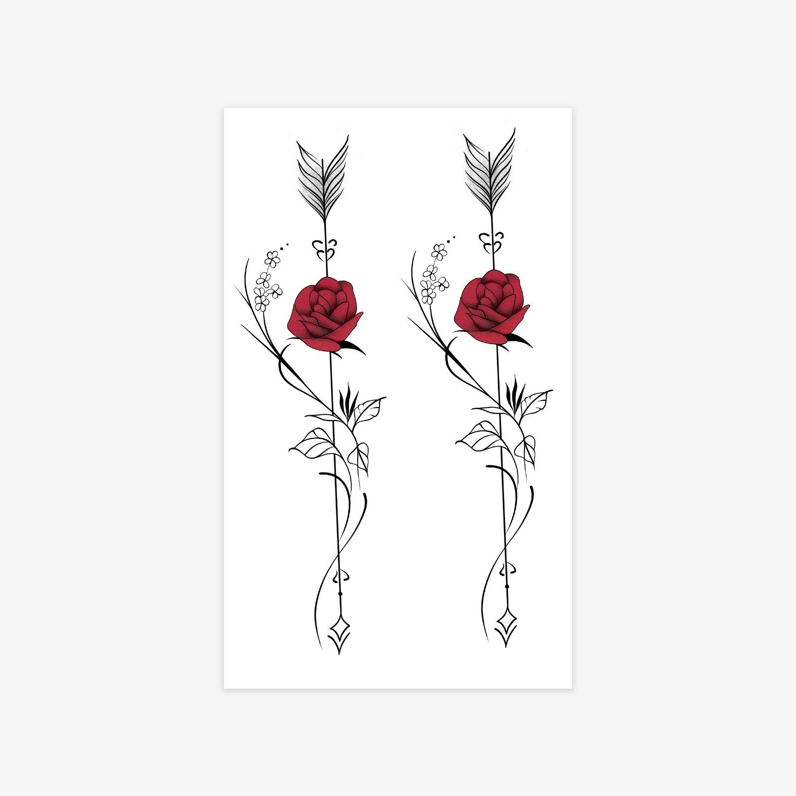 Dark Personality Tattoo Sticker Waterproof Female Long-Lasting Rose Scabbard Tattoo Sticker 9*15