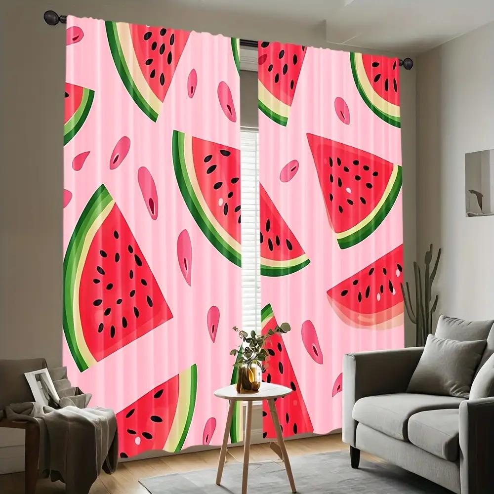 Stück Wassermelonenmuster Vorhänge Polyesterstoff Geeignet Schlafzimmer Wohnzimmer Dekoration Vorhang Maschinenwaschbar Perfekt für Bereich