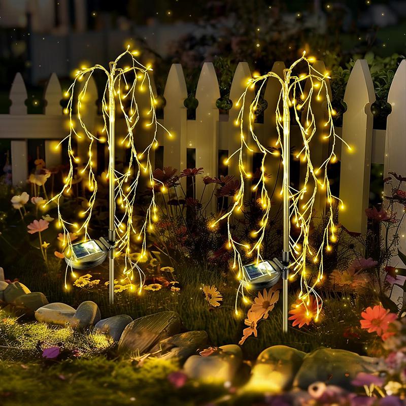 

2PC Outdoor LED Solar Firework Lights Garden Decoration Fairy Lights Waterproof Willow Lawn Lamp For Garden Landscape Yard Decor