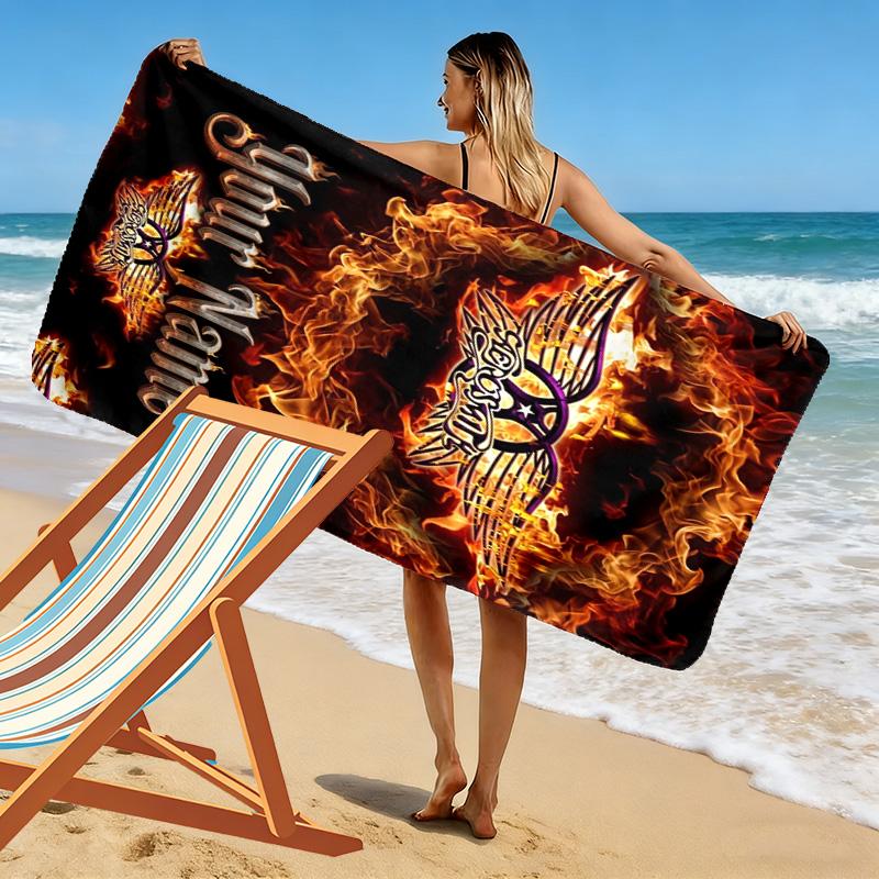 Name Custom Band Poster Aerosmith Print Beach Towel, Large Soft Quick Dry Towel for Beach Camping Swimming