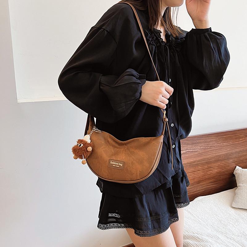 Vintage Pu Small Shoulder Bag With Zipper Closure For Street Style Fashion