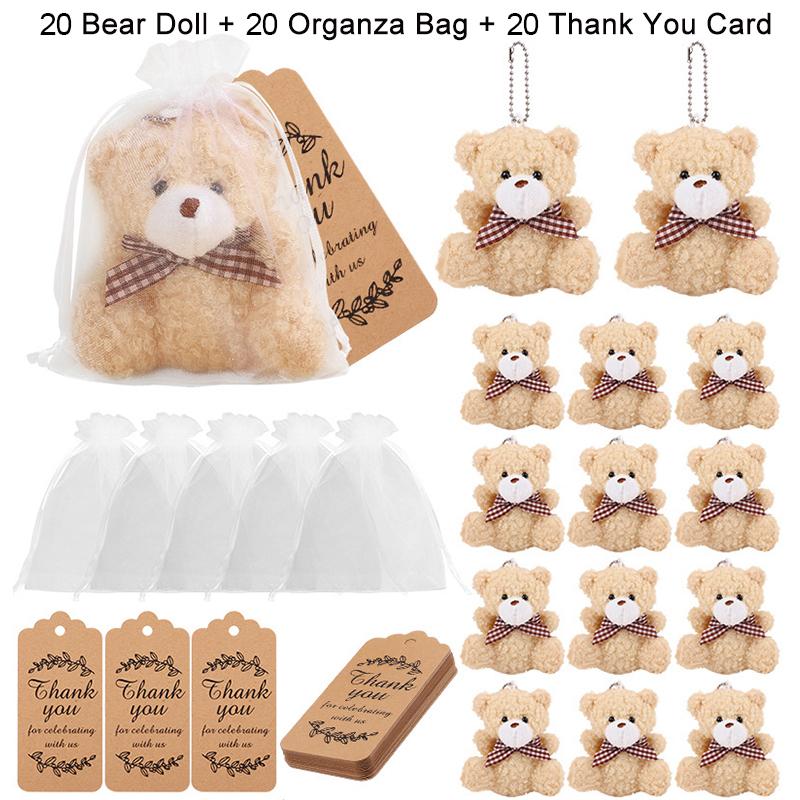 10-30 Sets Bärengeschenk mit Organzabeutel Dankeskarte für Babyparty Hochzeitsdekoration Zubehör Kindergeburtstag Party Gästegeschenk