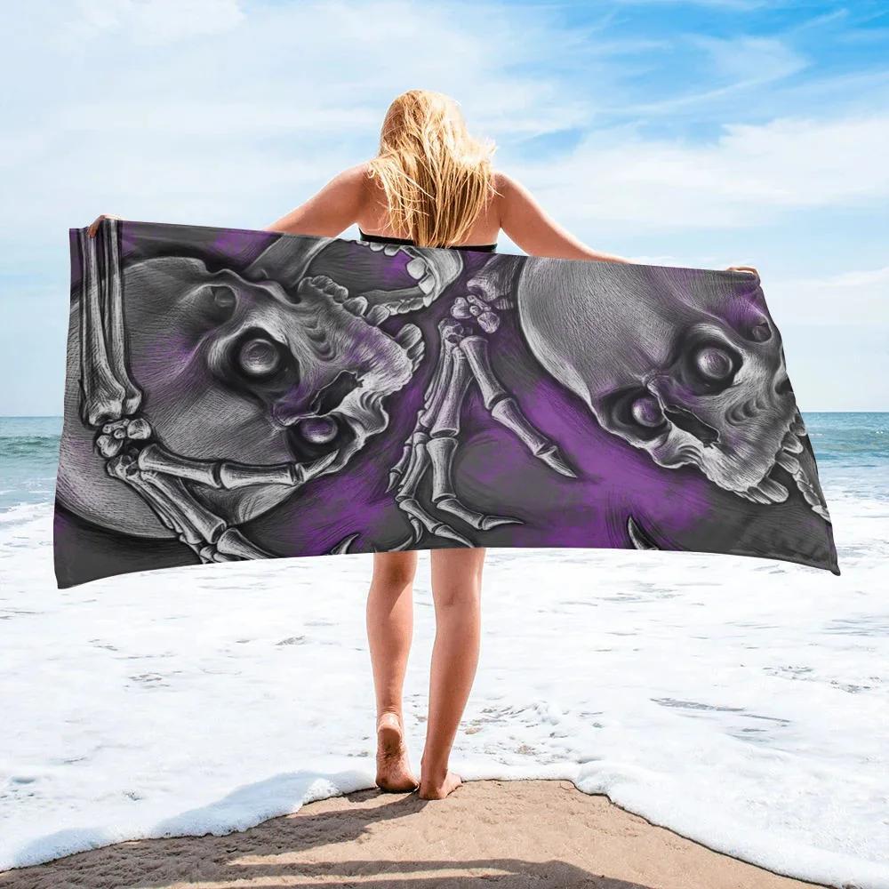 

Black Witch Skull Moon Divination Beach Towel Household Item Bathroom Accessories Microfiber Bath Towels Mat Yoga Women Men Gift W30*H60(CM)