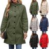 Giacca Impermeabile a Vento da Donna alla Moda, Colore Unito, con Cappuccio, Maniche Lunghe, Tasca con Cerniera, Trench Largo