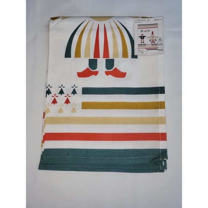 Torchons - Couple de bigouden - 50 x 70 cm - 100% coton - Multicolore - Absorbants