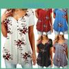 Elegantes Damen-T-Shirt-Oberteil mit Blumenmuster, kurzen Ärmeln und bequemem, lockerem Schnitt