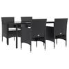 3156600 vidaXL Ensemble de salle à manger de jardin avec coussins 5 pcs Noir