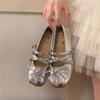 Streetwear Silver Women Mary Jane Flat Shoes Double Strap Buckle Internal Elevation Shoes Ladies Comfort Daily Walking Loafers