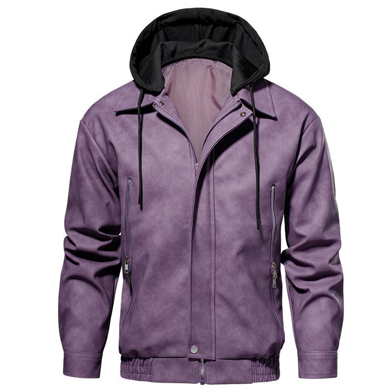 

Поддельная куртка из двух частей, мужская с капюшоном, осенняя модная бейсбольная форма, мужская повседневная куртка из искусственной кожи 3XL