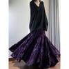 Velvet Fishtail Skirt: High Waist, National Chinese Style, Long Hem, Perfect for Spring, Autumn, and Winter.