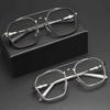 Women Trend Retro Plain Face Myopia Eyewear Fashion Double Beam Metal Glasses Men Blue Light Blocking Eye Protection Eyeglasses