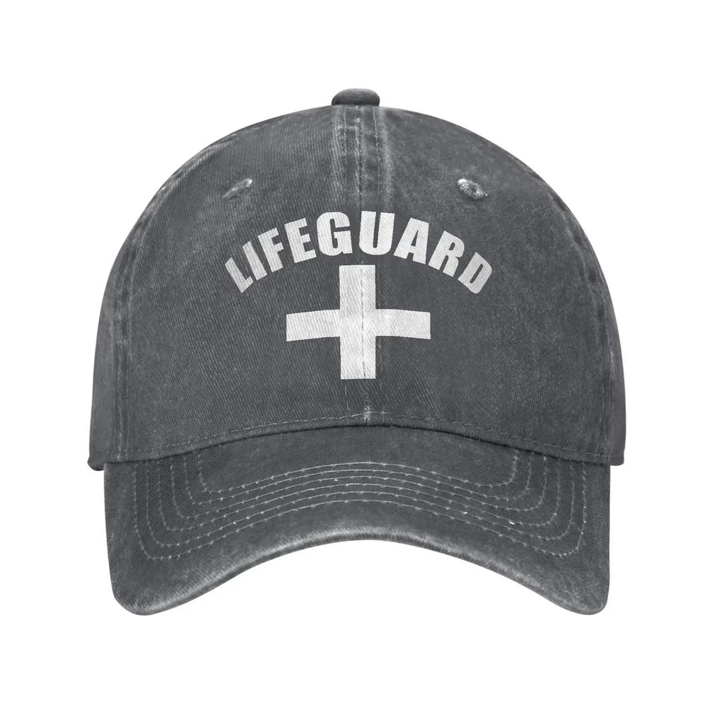 Lifeguard Cross Logo Print Caps for Men Women Cotton Trucker Hat Daily Wear Baseball Cap Adjustable