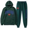 European Size Plus Fashion Printed Sweater Autumn and Winter Fleece Warm Hoodie Casual Sports Women's Suit