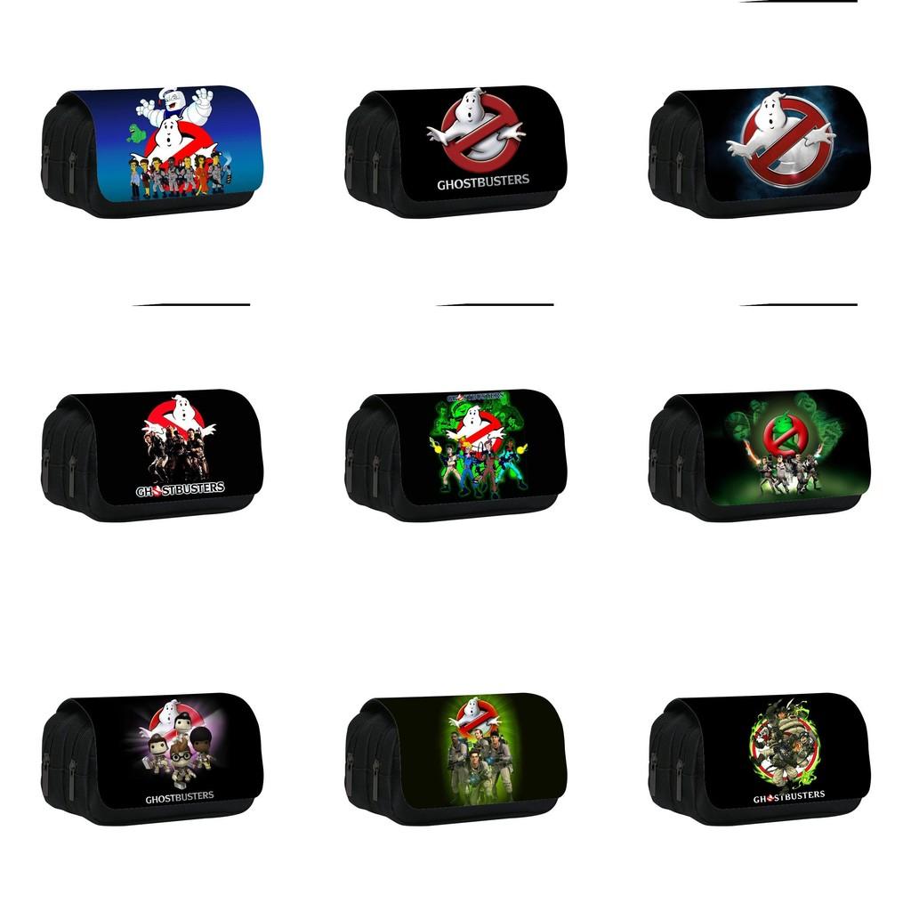 Ghostbusters Pattern Double Layer Flip Cover Stationery Storage Bag For Students