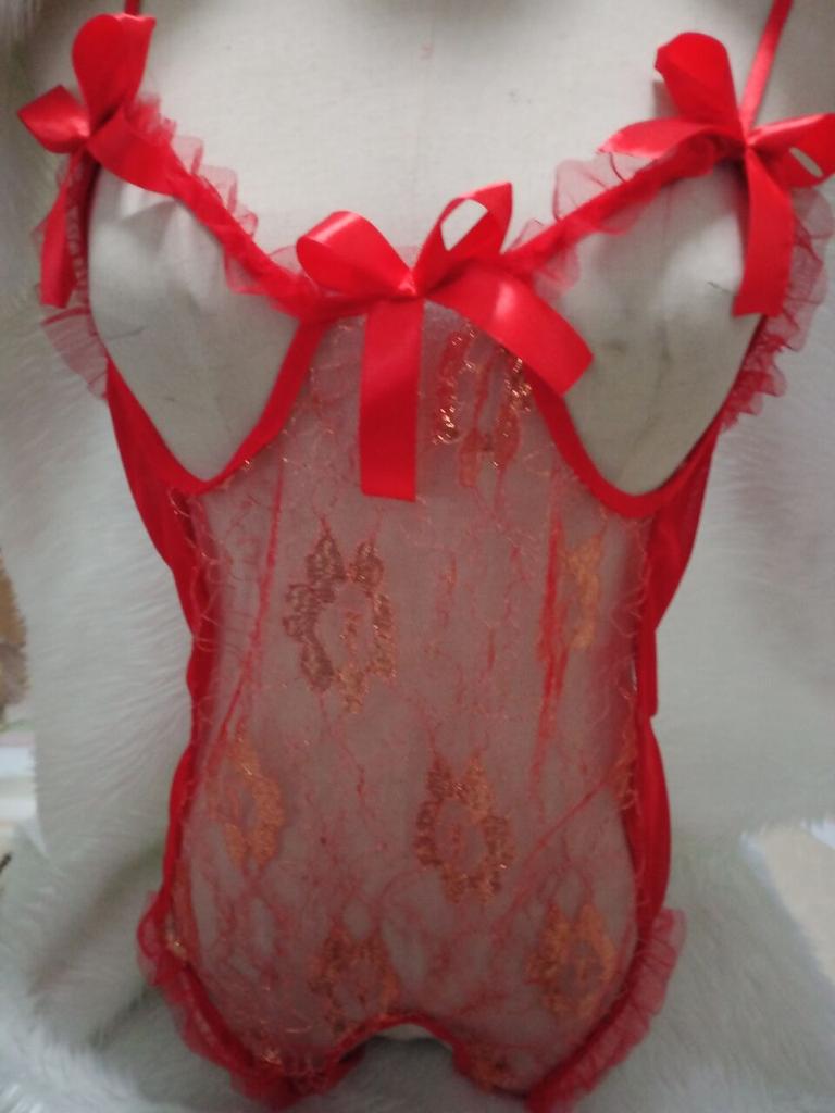 Large Sexy Underwear Sexy Lace Bow Open Crotch Dew Milk Three-point Style