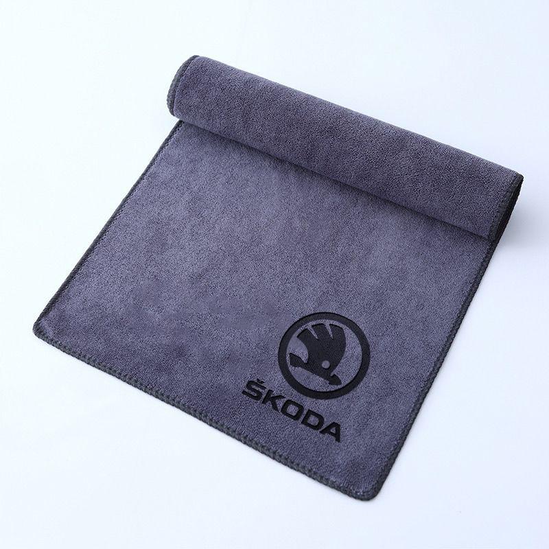 BATW7 For Skoda Octavia Fabia Superb Yeti Enyaq New Coral Fleece Car Wash Towel Drying Cloth Cleaning Towels Car Interior Accessories