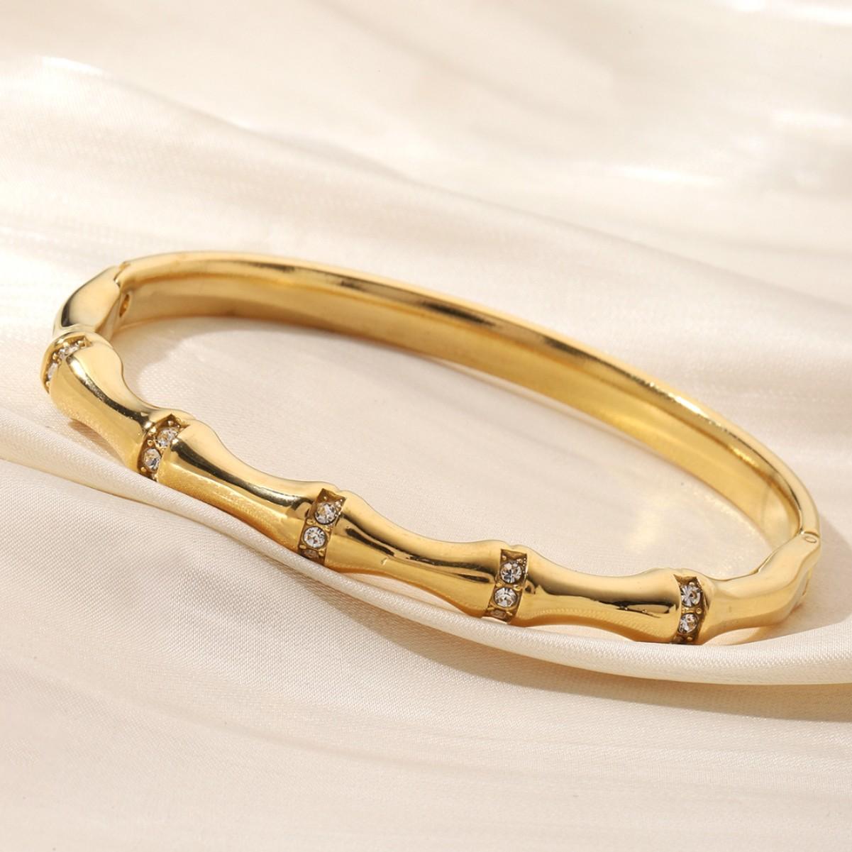 Titanium Steel Bracelet New Chinese Style Brushed Bamboo High-end Light Luxury Bamboo One Size(18CM~21CM)