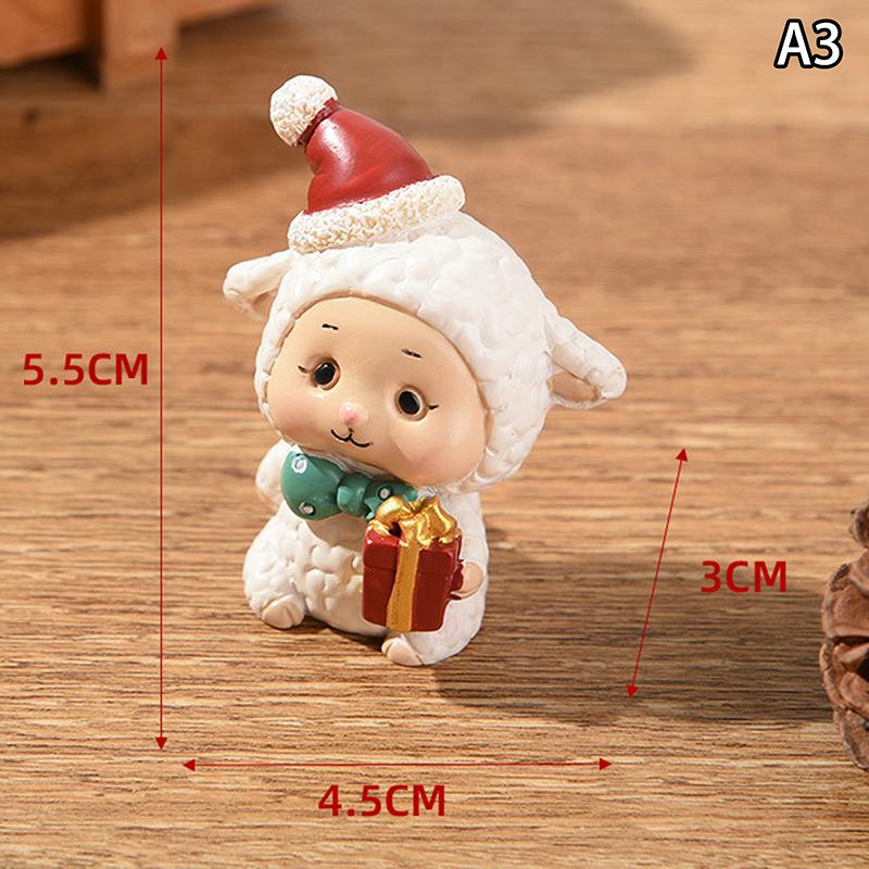 Christmas Series Craft Resin Animal Party Creative Mini Christma Tree Old Girl Kids Cute Gift Home Decoration Supplies Decor