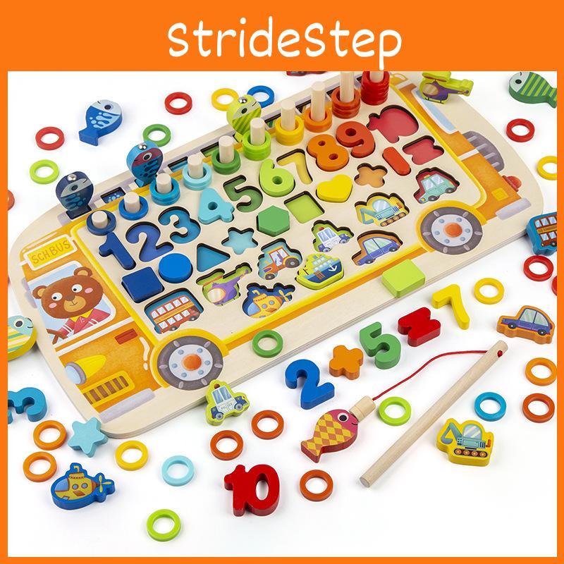 Puzzle Wooden Math For Kids With Bus Themed Design For Cognitive Skills Play And