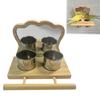 Bird Mirror with Perch Wooden Parrot Perch Feeder Bowls And Mirror Cage Accessories