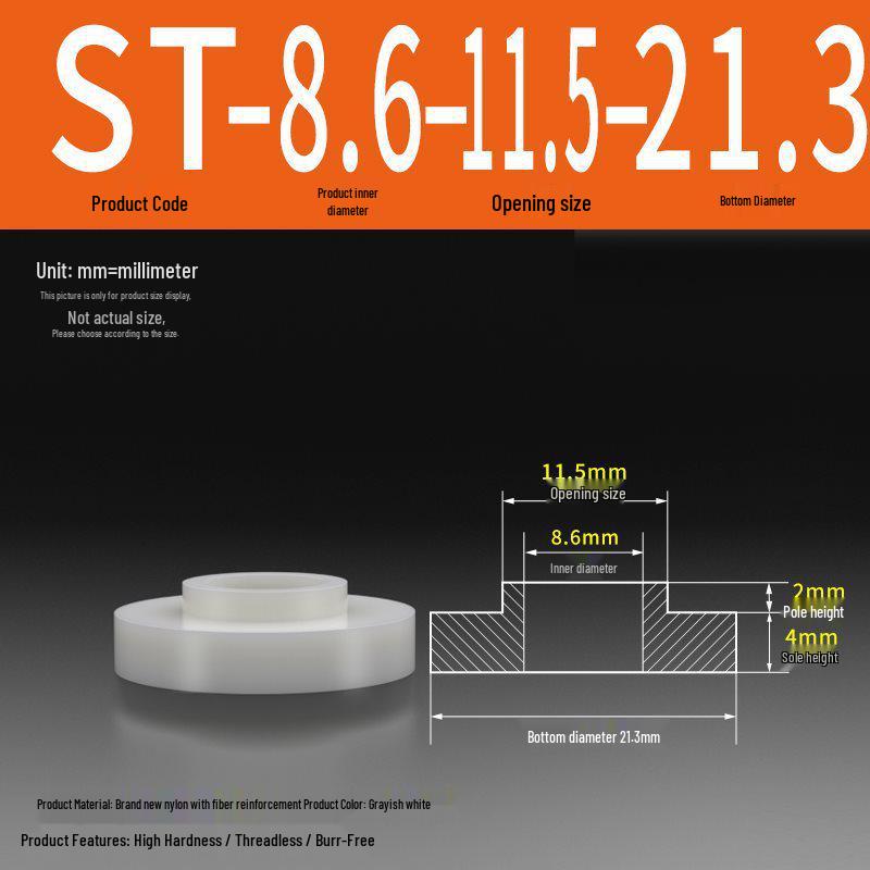 T-förmige Nylon-Unterlegscheibe: Konvex-Konkave Schraubwellenhülse, Stufen-Kunststoffscheibe, Nylonbuchse, Isolierkapsel ST2-ST35