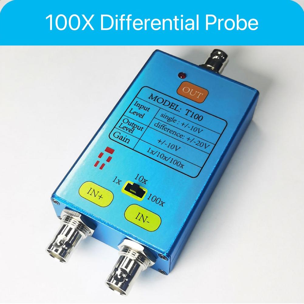 10M Bandwidth Oscilloscope 1x/10x/100x Differential Probe Gain Split Probe Signal Amplifier For Weak Electrical Signal Measureme