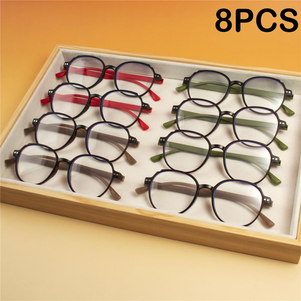 8PCS Fashion Reading Glasses Anti-Blue Light Women Men Computer Presbyopia Hyperopia Reading Eyeglasses