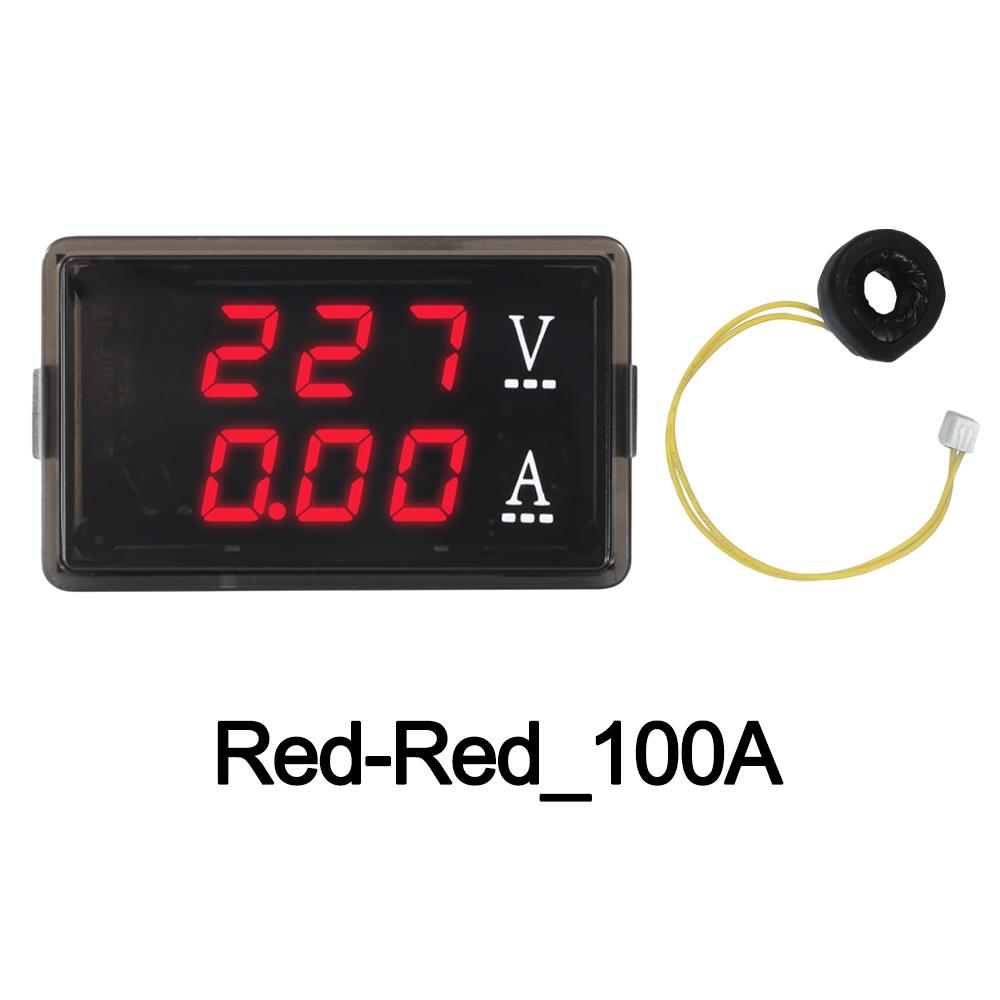 AC70-480V/10A 0.56-inch LED Screen AC Dual Digital Display Voltmeter And Ammeter Volt Meter Gauge Blue+Red
