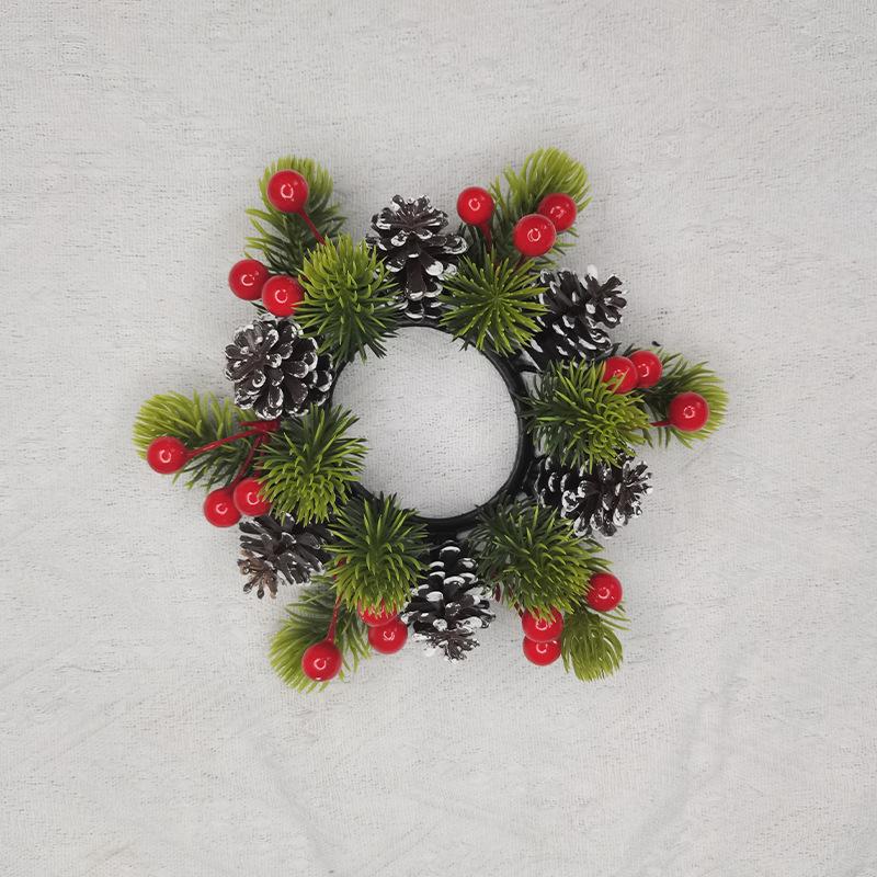 Christmas Decor: Pine Cone Scented Candle Holder Wreath for Table Ornament
