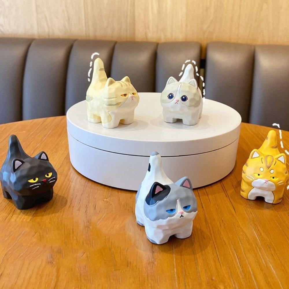 Q Version Cat Model Figurines Decoration Cat Family Car Ornament Kawaii Cat Anime Figure