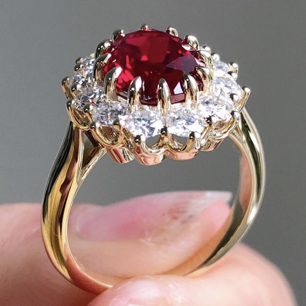 New Stylish Ruby Diamond-Set Ring: Elegant Ladies' Fashion Jewelry for Weddings