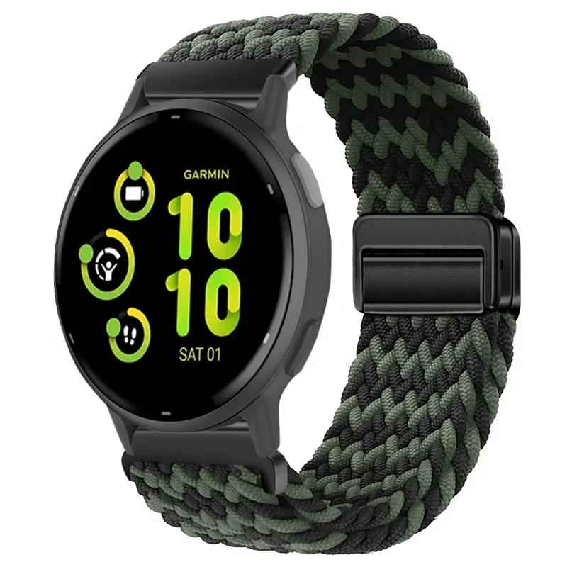 20/22mm Nylon Strap for Garmin Forerunner 55 165 970 570 965 955/Venu 4 45mm Magnetic Band Garmin Vivoactive 5 6/Vivomove Trend