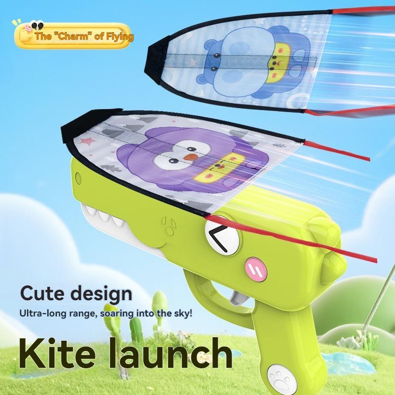 Outdoor Games Kids Glider Flight Throw Foam Plane Kite Shooting Gun, Plane Launcher Toy For Kids, Shooting Toy