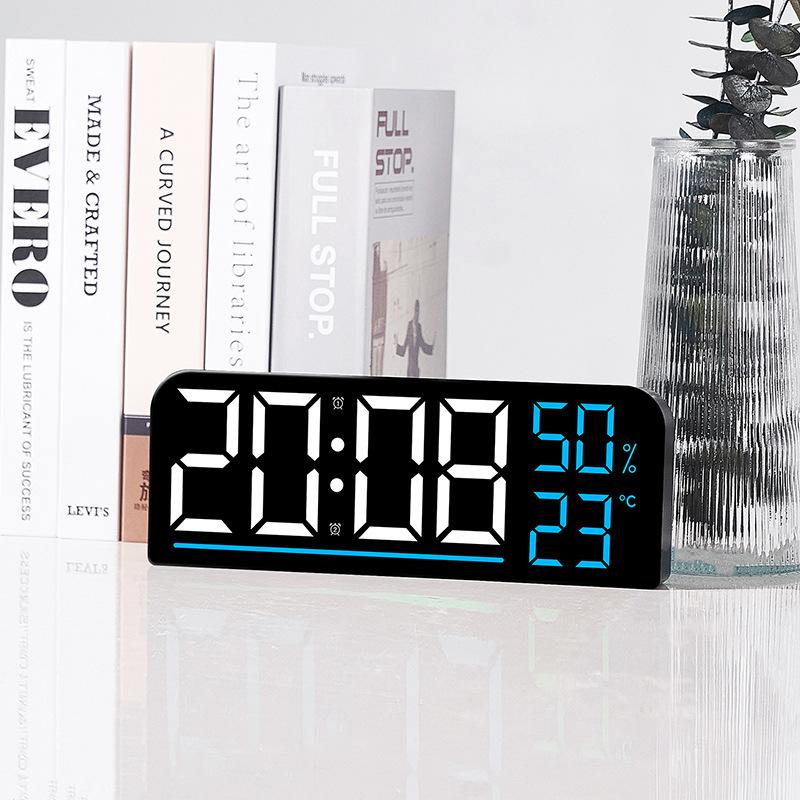 Creative Large Screen Multifunctional LED Alarm Clock with Temperature & Humidity, Minimalist Stylish Wall Clock, New 8027
