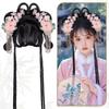 Herbst/Winter Hanfu Perücke und Pompon Stirnband Haaraccessoires Set