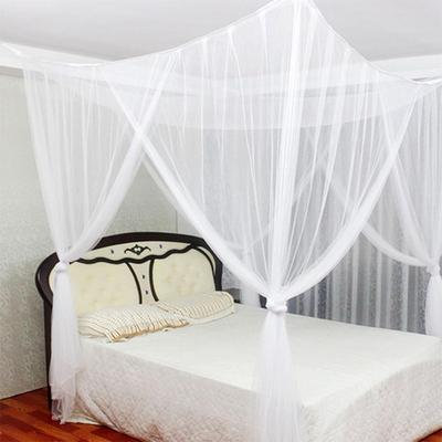 European Style Post Canopy Bed Curtains Polyester Mesh Four Opening Netting Bed Pavilion for Bedroom Privacy and Mosquito Block